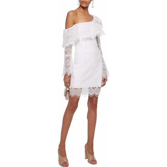 Nicholas One Shoulder Ruffled Antique Mini Dress - Picture 2 of 5